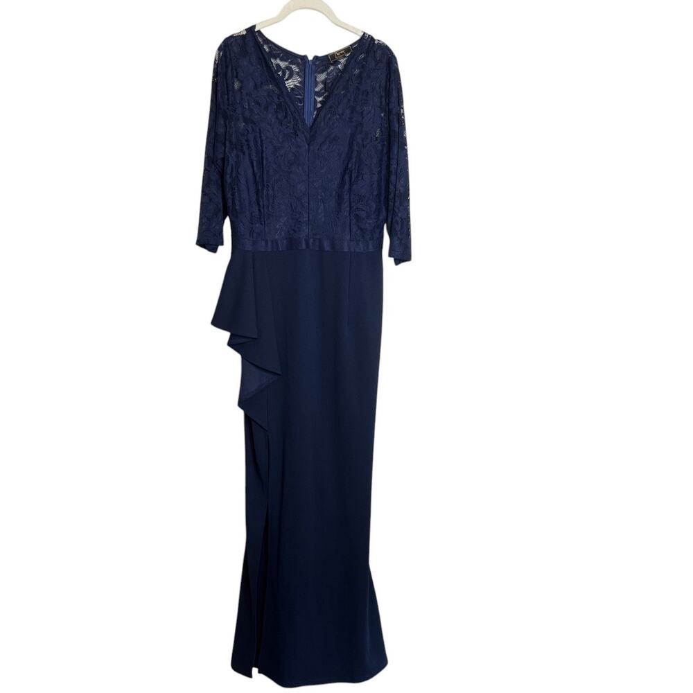 MissMay Retro Lace Maxi Dress L Navy Blue 3/4 Sleeve Formal Evening